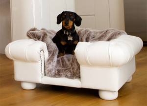 luxury faux white leather dog sofa bed