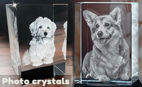 gift 3D Photo Engraved Crystal Block