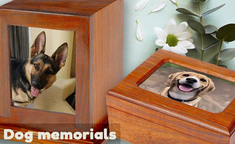 Pet dog urns and ashes memorial keepsakes
