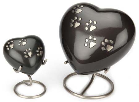 small and large heart ashes pet urns