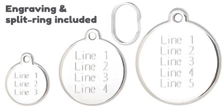 Red Dingo dog tags engraving and split-ring