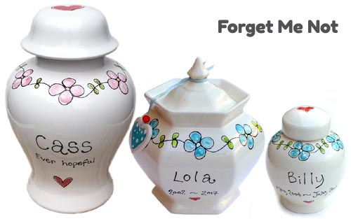 Forget Me Not flowers personalised pet dog urn