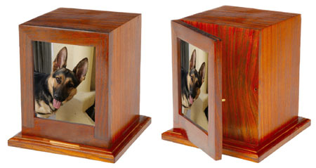 Wooden Pet Urn with photo frame front