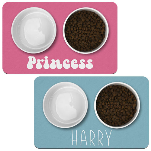 Personalised Dog Bowl Mat - Colourful