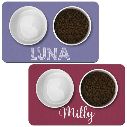 Personalised Dog Bowl Mat - Colourful