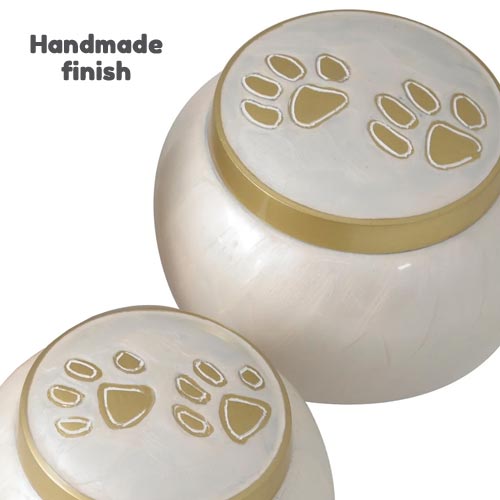 Hand Finished Chester Dog Urn - White