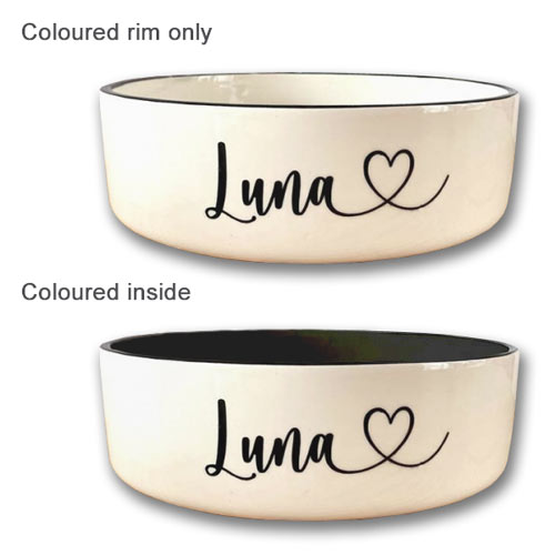 Personalised Dog Bowl - Heart Font