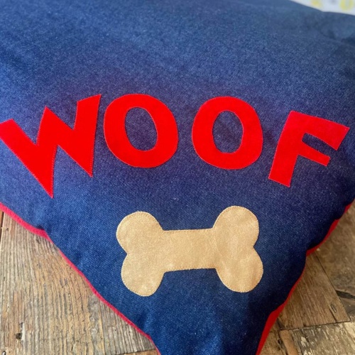 Doza Dog Cushion Denim Woof n Bone