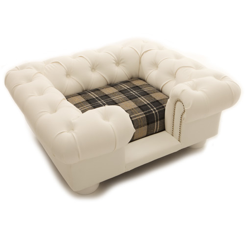 Balmoral White Faux Leather Dog Sofa