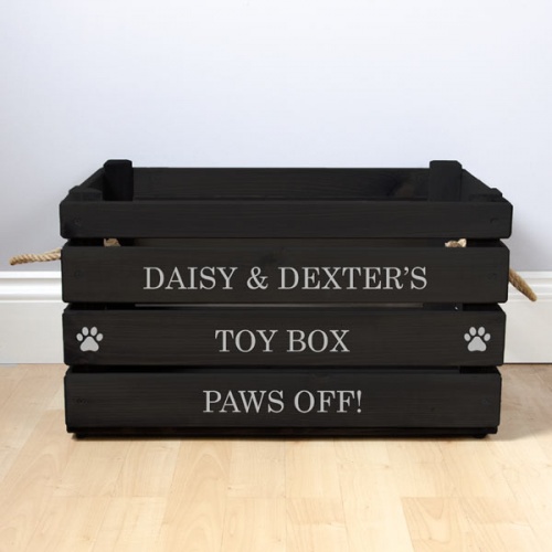 Personalised Wooden Dog Toy Box | Toy Storage Box | D for Dog