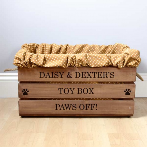 personalised dog toy box with lid