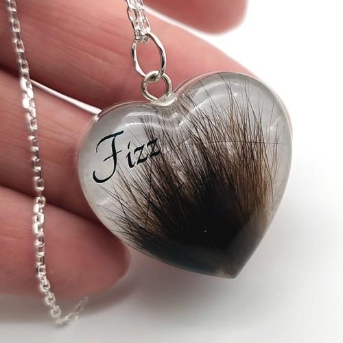 Pet Loss Photo & Fur Heart Necklace