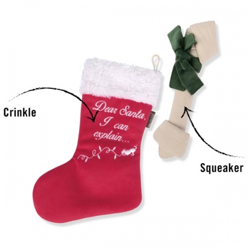 Merry Woofmas Stocking & Bone Dog Toys