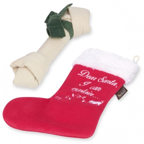 Merry Woofmas Stocking & Bone Dog Toys