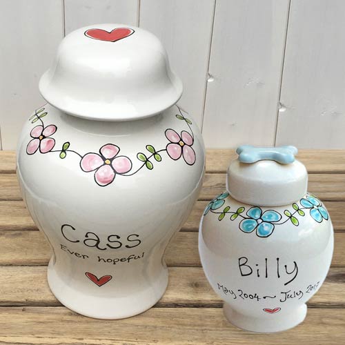 Personalised Ceramic Dog Urn - Forget Me Not