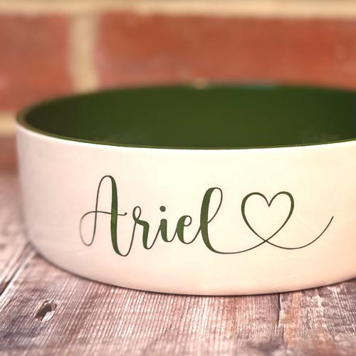 Personalised Dog Bowl - Heart Font