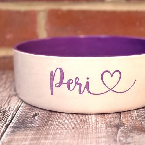 Personalised Dog Bowl - Heart Font