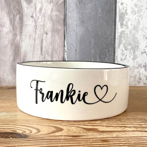 Personalised Dog Bowl - Heart Font