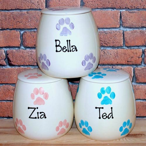 Personalised Ceramic Dog Treat Jar - Paws