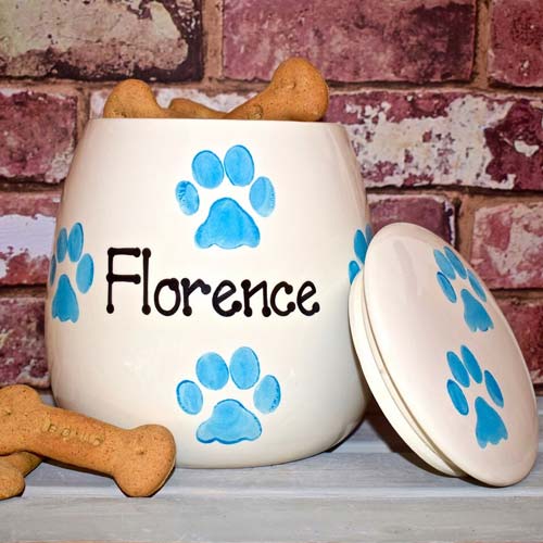 Personalised Ceramic Dog Treat Jar - Paws