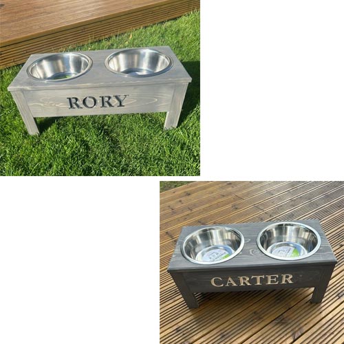 Personalised Wooden Raised Dog Feeder