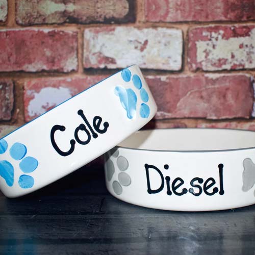 Personalised Dog Bowls - Paw Prints Straight