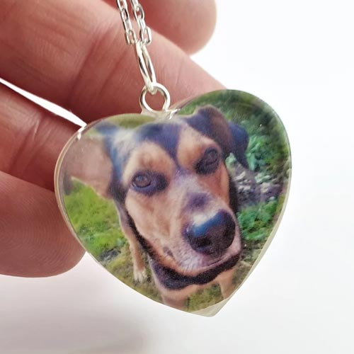 Pet Loss Photo & Fur Heart Necklace