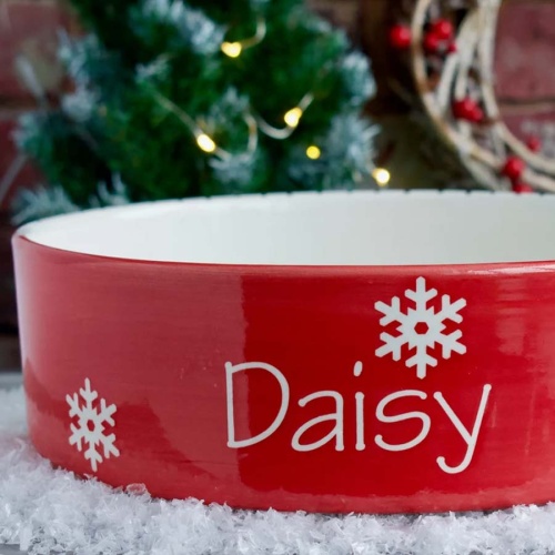 Personalised Christmas Snowflake Dog Bowl