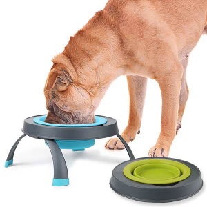 Raised Dog Bowl Stand Single Feeder Elevated Collapsible Pet Water Food  Bowls