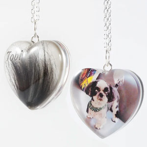 Pet Loss Photo & Fur Heart Necklace