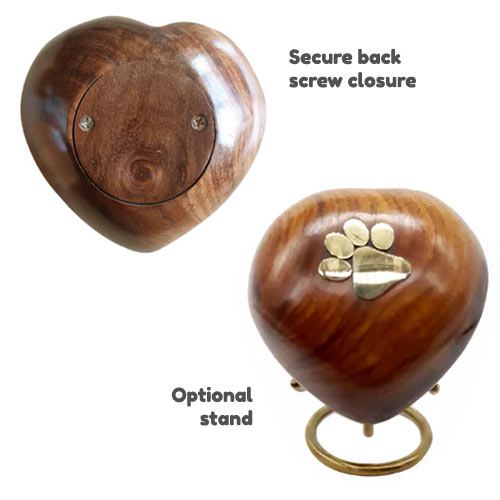 Wooden Heart Keepsake Pet Urn